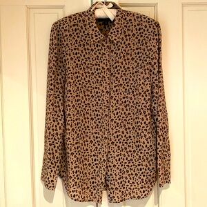 J. Crew silk leopard print shirt